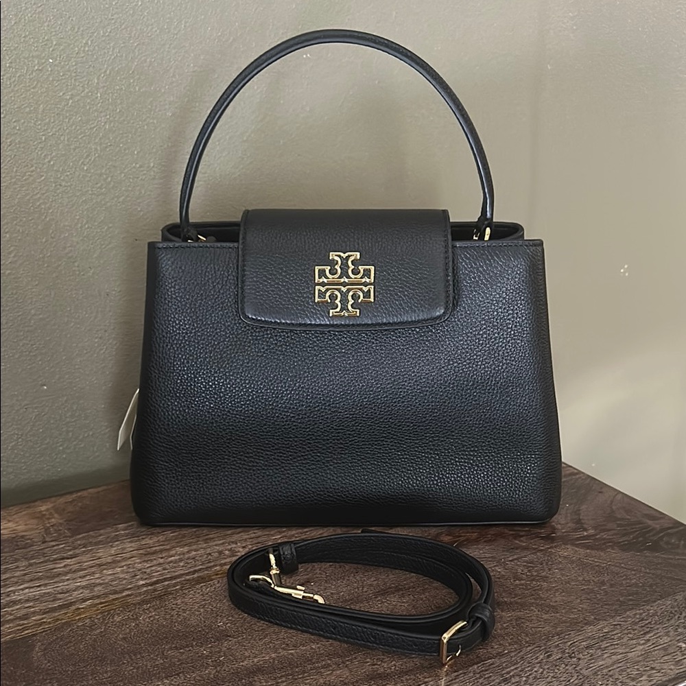 Tory Burch Britten Black Leather satchel Handbag